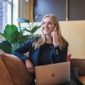 An employee working from their sofa at home in remote work