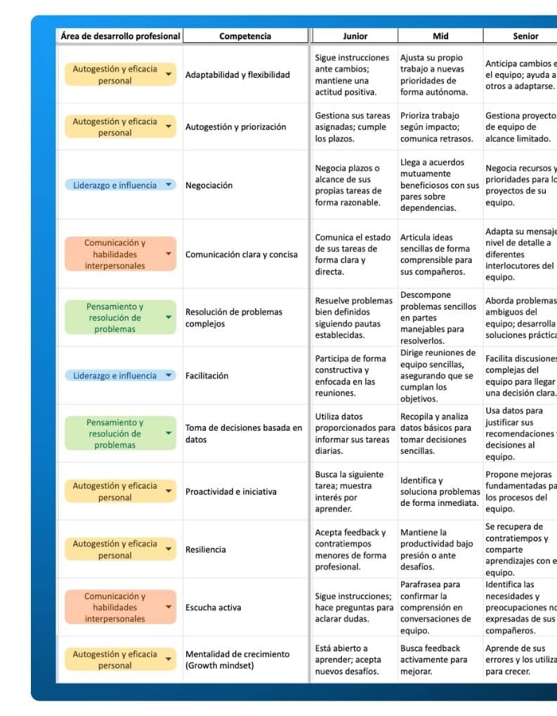 Plantilla plan de carrera en excel - Nailted
