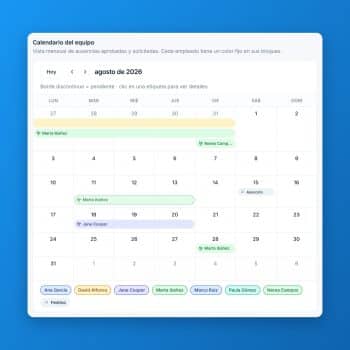 Calendario de ausencias del equipo en Nailted