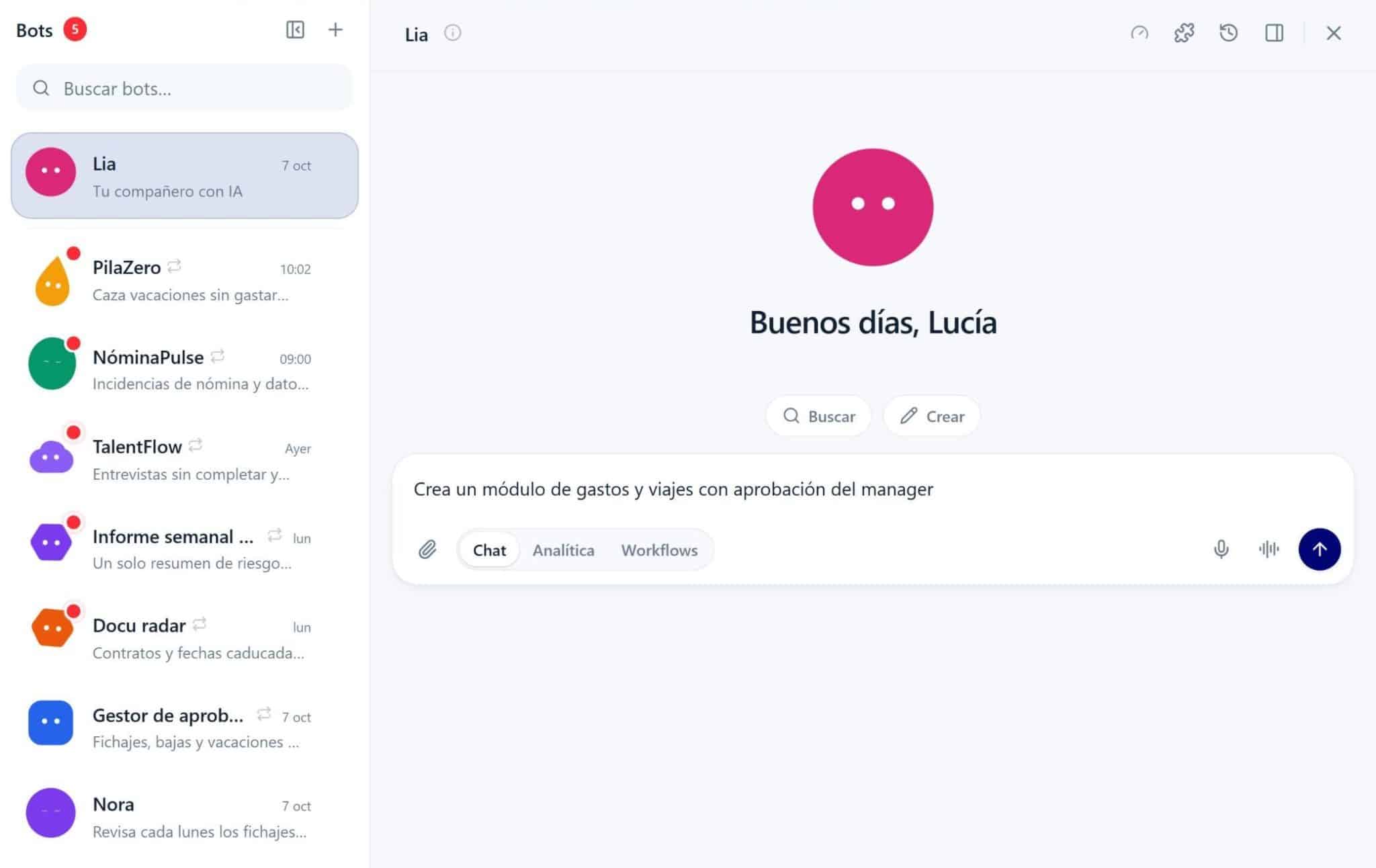 Lia y los agentes de IA de Nailted, con una petición para crear un módulo