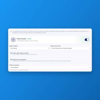Configuración del registro de jornada en Nailted con aprobación de ediciones y retención de 4 años